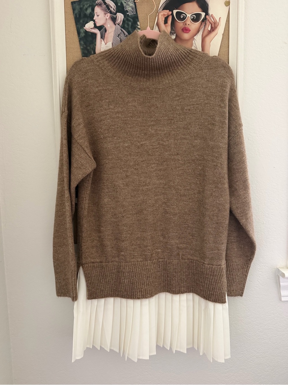 AUREUM Taupe Mock Neck Sweater Dress